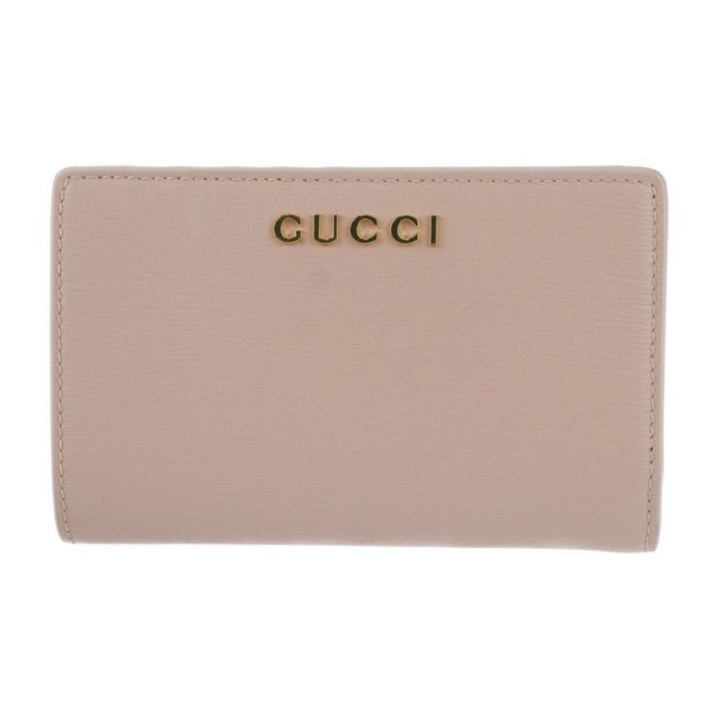 Gucci Script Zip Around Wallet Bifold Wallet Leather Pink Gold Hardware